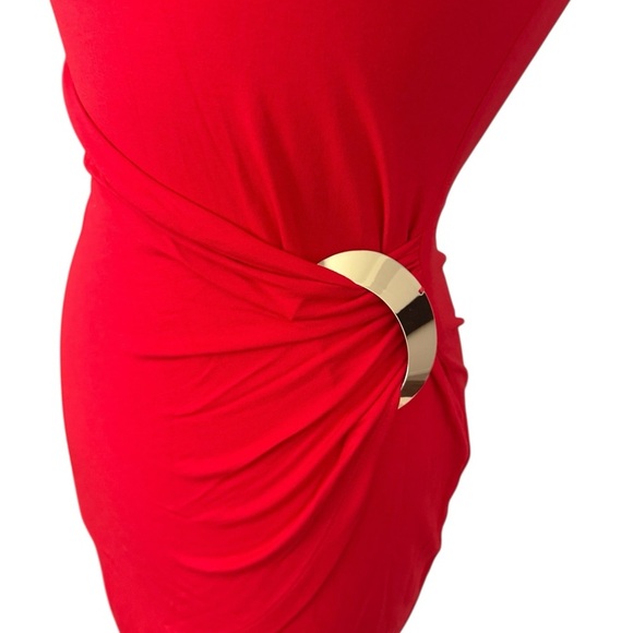 Cache Red Keyhole Midi Dress Size Small - Picture 3 of 9